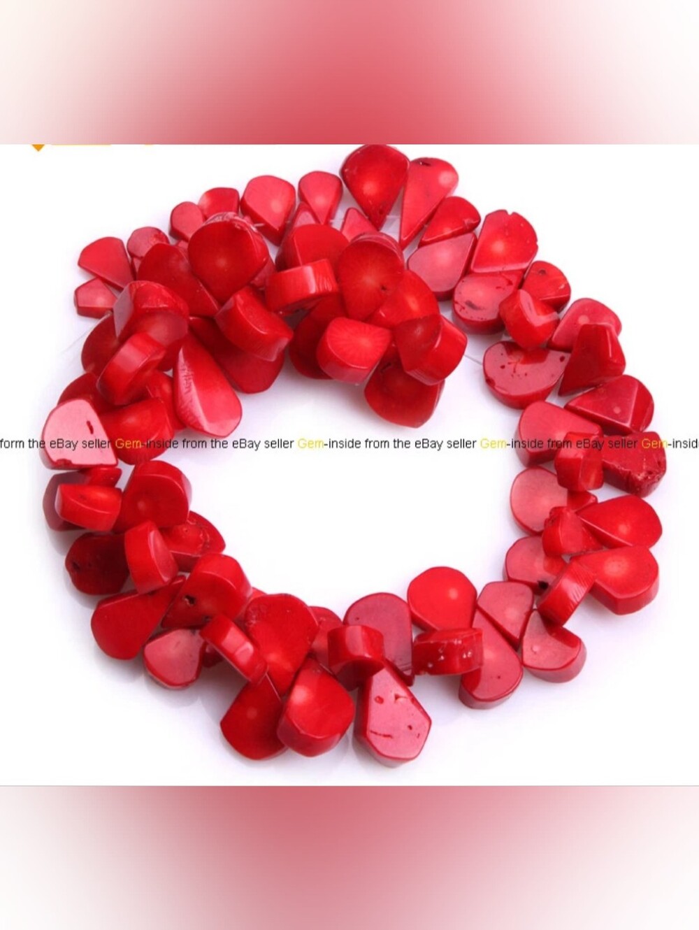 Red Coral Teardrop Beads - Picture 2 of 4